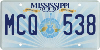 MS license plate MCQ538