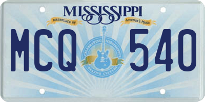 MS license plate MCQ540