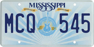 MS license plate MCQ545