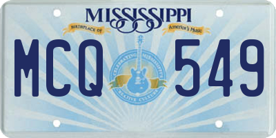 MS license plate MCQ549