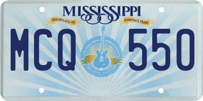 MS license plate MCQ550