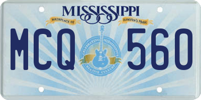 MS license plate MCQ560