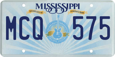 MS license plate MCQ575