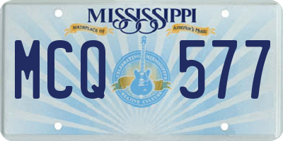 MS license plate MCQ577