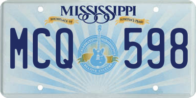 MS license plate MCQ598