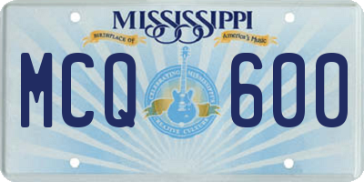 MS license plate MCQ600