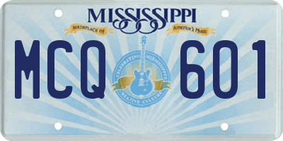 MS license plate MCQ601