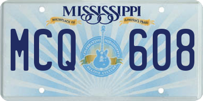 MS license plate MCQ608