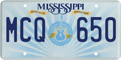 MS license plate MCQ650