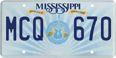 MS license plate MCQ670