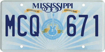 MS license plate MCQ671