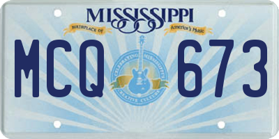 MS license plate MCQ673