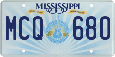MS license plate MCQ680