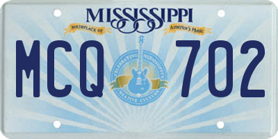 MS license plate MCQ702