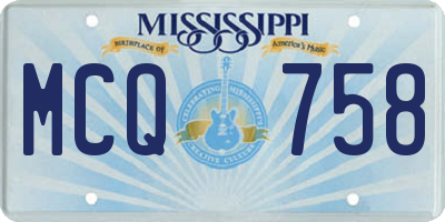MS license plate MCQ758