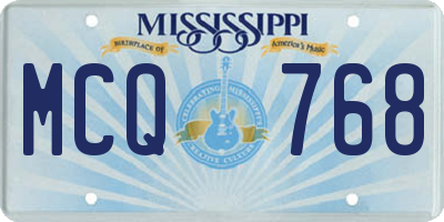 MS license plate MCQ768