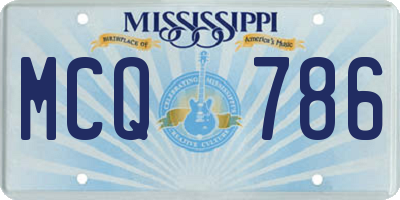 MS license plate MCQ786