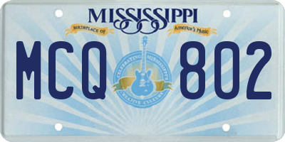 MS license plate MCQ802