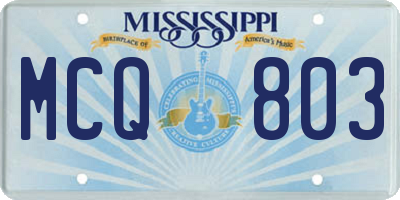 MS license plate MCQ803