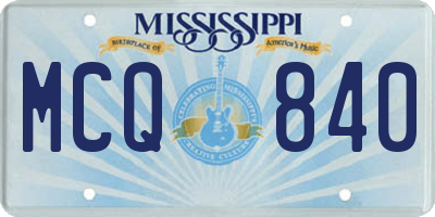 MS license plate MCQ840