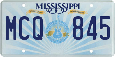 MS license plate MCQ845