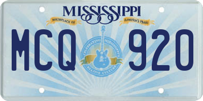 MS license plate MCQ920