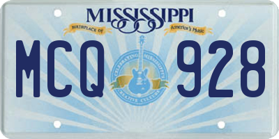 MS license plate MCQ928