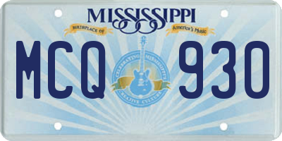 MS license plate MCQ930