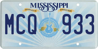 MS license plate MCQ933
