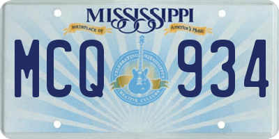 MS license plate MCQ934