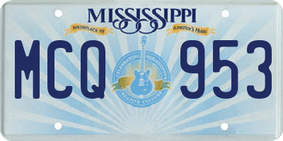MS license plate MCQ953