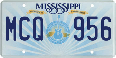 MS license plate MCQ956
