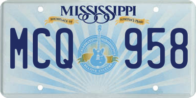 MS license plate MCQ958