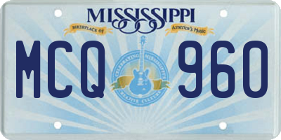MS license plate MCQ960