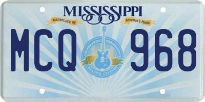 MS license plate MCQ968