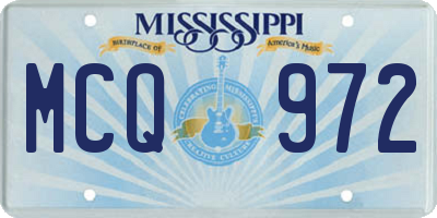 MS license plate MCQ972