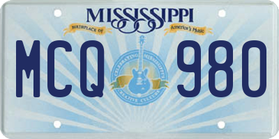 MS license plate MCQ980