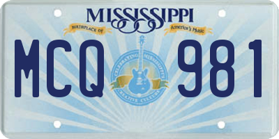MS license plate MCQ981