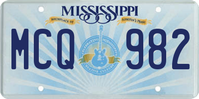 MS license plate MCQ982