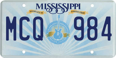 MS license plate MCQ984