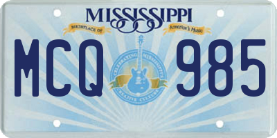 MS license plate MCQ985