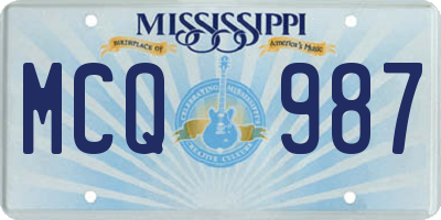MS license plate MCQ987