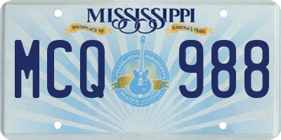 MS license plate MCQ988