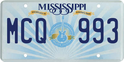 MS license plate MCQ993
