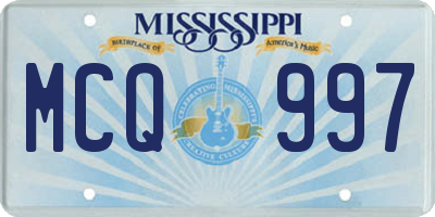 MS license plate MCQ997