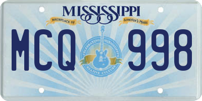 MS license plate MCQ998