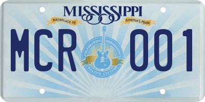 MS license plate MCR001