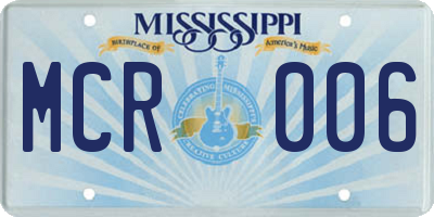 MS license plate MCR006