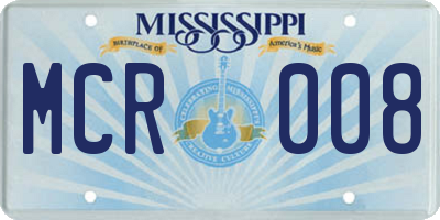 MS license plate MCR008
