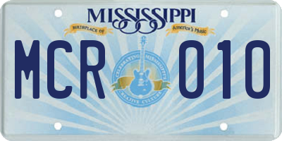 MS license plate MCR010